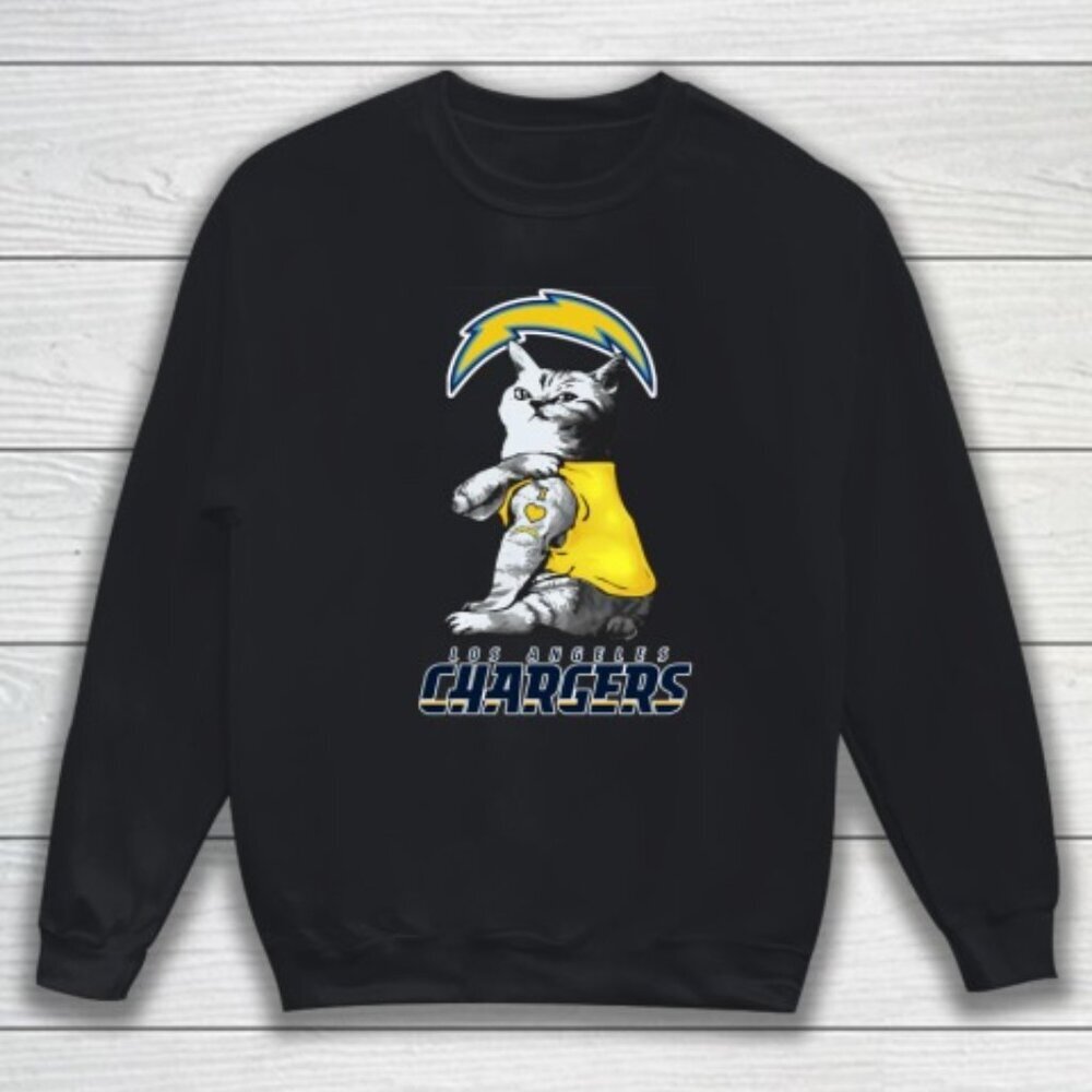 NFL Football My Cat Loves Los Angeles Chargers Sweatshirt Fan Gift Unisex Appare